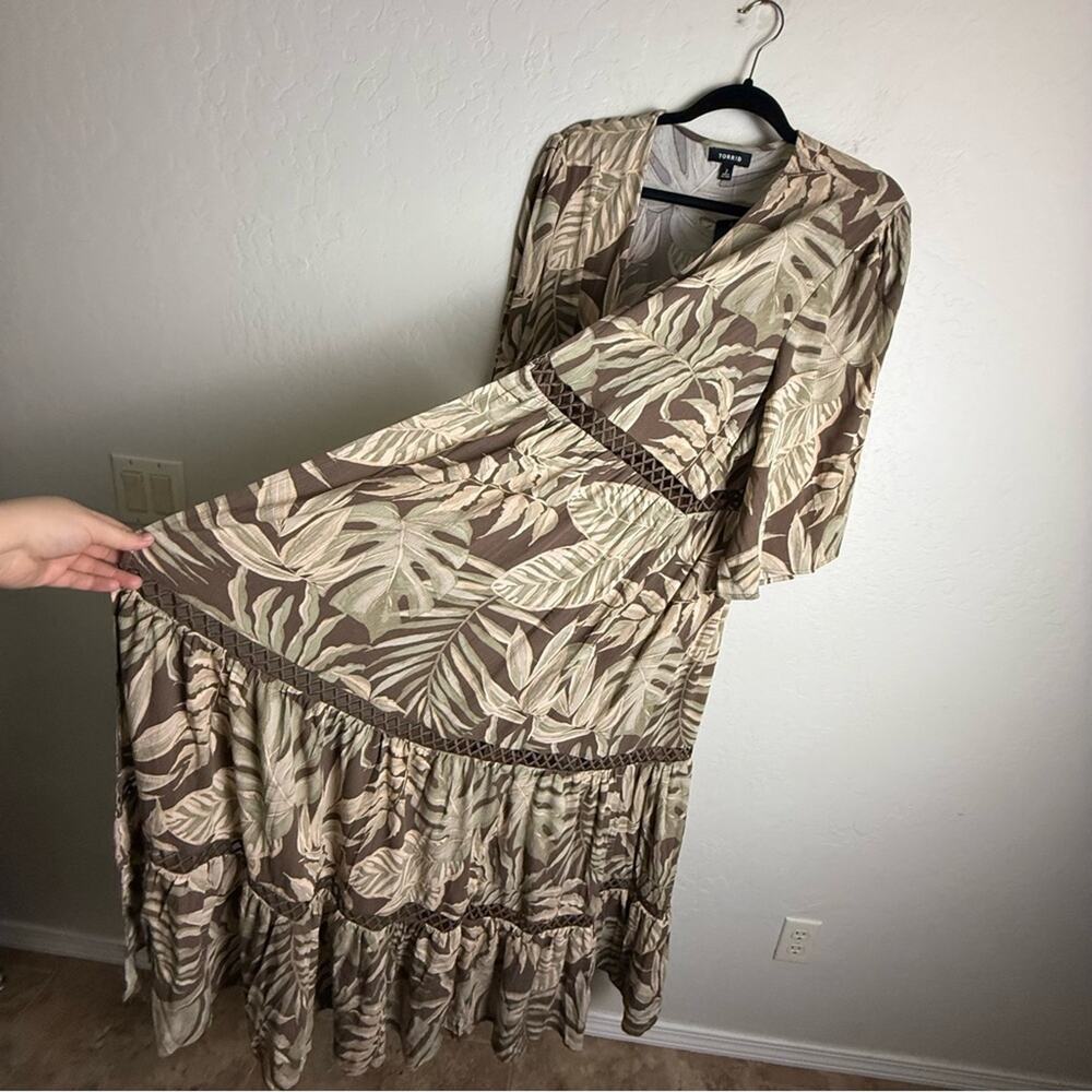 Torrid Brown Tropical Washable Gauze Maxi Kimono 2X NWT 43805675 - Picture 7 of 15